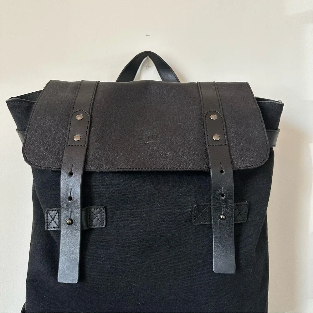 Still Nordic Leather Canvas Backpack Black Laptop Minimalist Unisex
